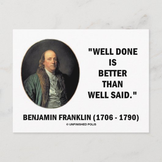 Carte Postale Benjamin Franklin Bien Fait Mieux Que Bien Dit (Devant)