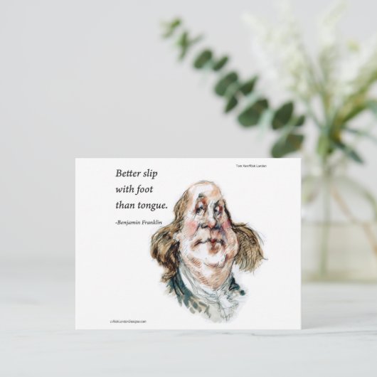 Carte Postale Benjamin Franklin Caricature & Citation (Debout devant)