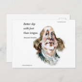 Carte Postale Benjamin Franklin Caricature & Citation (Devant / Derrière)