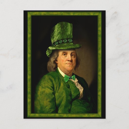 Carte Postale Benjamin Franklin Clover St Patrick's Day (Devant)