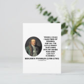 Carte Postale Benjamin Franklin Fond De Lecture Citation D'Argen (Debout devant)