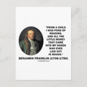 Carte Postale Benjamin Franklin Fond De Lecture Citation D'Argen (Devant)