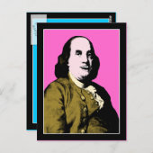 Carte Postale Benjamin Franklin Pop Art Style (Devant / Derrière)