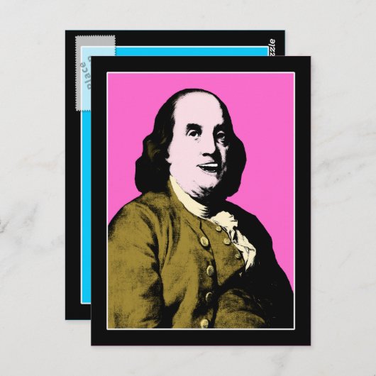 Carte Postale Benjamin Franklin Pop Art Style (Devant / Derrière)
