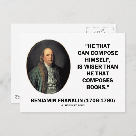 Carte Postale Benjamin Franklin Se Compose Plus Sage Que (Devant / Derrière)