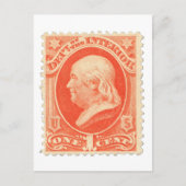 Carte Postale Benjamin Franklin Un Cent États-Unis Timbre (Devant)