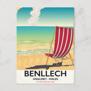 Carte Postale Benllech, Anglesey Pays de Galles affiche de voyag
