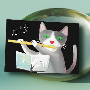 Carte Postale Benny le chat joueur de flûte