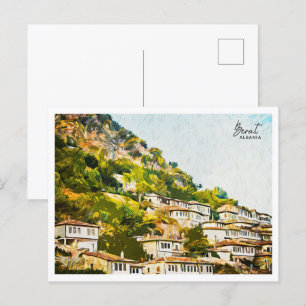 Carte Postale Berat Albanie Belle peinture à huile paysage