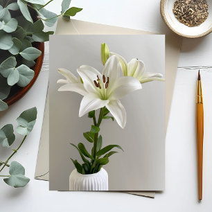 Carte Postale Berceuse de lys Peinture florale simple blanche