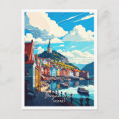 Carte Postale Bergan Oslo Norvège Illustration de voyage artisan (Devant)