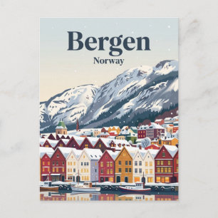 Carte Postale Bergen, Norvège