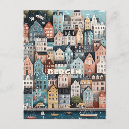 Carte Postale Bergen Norvège Voyage (Devant)