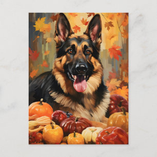 Carte Postale Berger Allemand Action de grâce d'automne