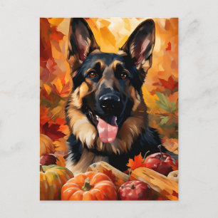 Carte Postale Berger Allemand Action de grâce d'automne