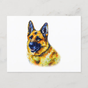Carte Postale Berger allemand aquarelle