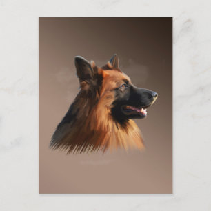 Carte Postale Berger allemand Aquarelle de chien Portrait d'art