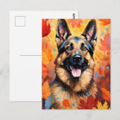 Carte Postale Berger Allemand Automne Action de grâce (Devant / Derrière)