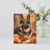 Carte Postale Berger Allemand Automne Action de grâce (Debout devant)