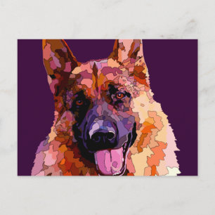Carte Postale Berger allemand aux couleurs vives