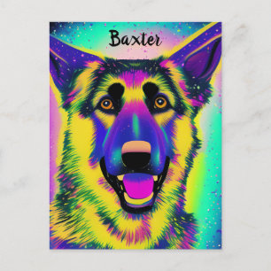 Carte Postale Berger Allemand Confetti Pop Art avec nom facultat