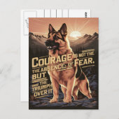 Carte Postale Berger Allemand Courage Au Coucher Du Soleil (Devant / Derrière)