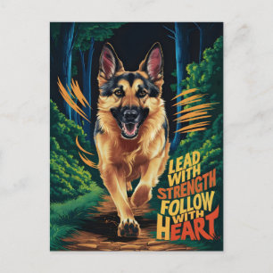 Carte Postale Berger Allemand Courant à Travers la Forêt