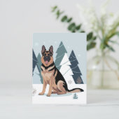 Carte Postale Berger Allemand d'hiver (Debout devant)