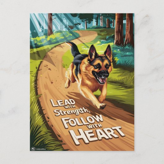 Carte Postale Berger Allemand menant à travers les bois (Devant)