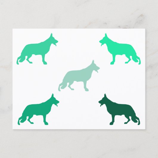 Carte Postale Berger allemand motif minimal vert (Devant)