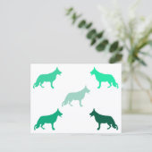Carte Postale Berger allemand motif minimal vert (Debout devant)