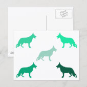 Carte Postale Berger allemand motif minimal vert (Devant / Derrière)