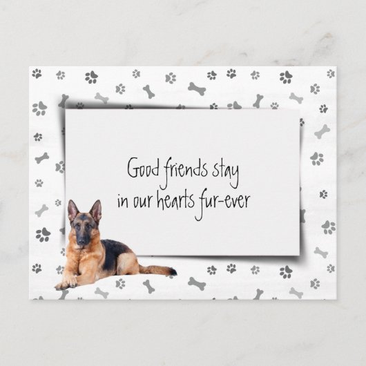 Carte Postale Berger Allemand Sympathie Perte d'Animal de Compag (Devant)