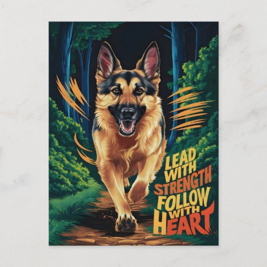 Carte Postale Berger Allemand Traversant La Forêt (Devant)