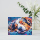 Carte Postale Berger australien coloré dormant (Debout devant)