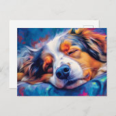 Carte Postale Berger australien coloré dormant (Devant / Derrière)