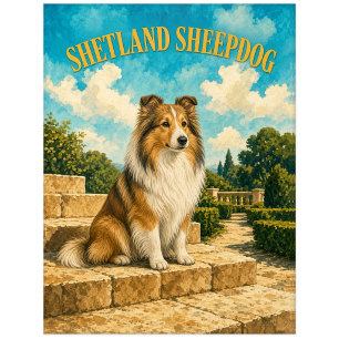 Carte Postale Berger des Shetland, Art du Chien à l'Aquarelle Vi