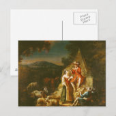 Carte Postale Berger Jouer une Flûte (Devant / Derrière)