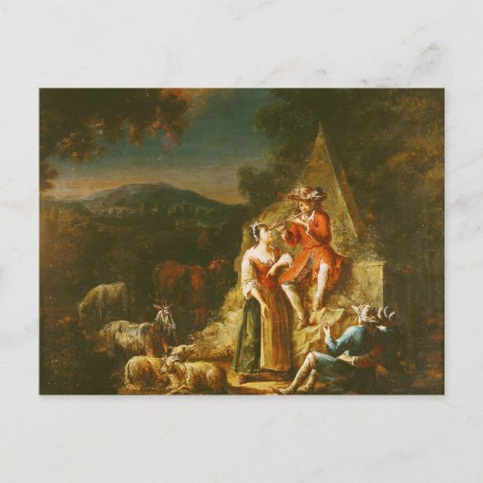 Carte Postale Berger Jouer une Flûte (Devant)