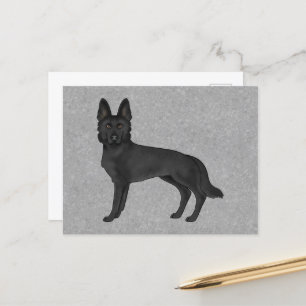 Carte Postale Berger noir allemand mignon dessin animé GSD Chien