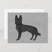 Carte Postale Berger noir allemand mignon dessin animé GSD Chien (Devant / Derrière)