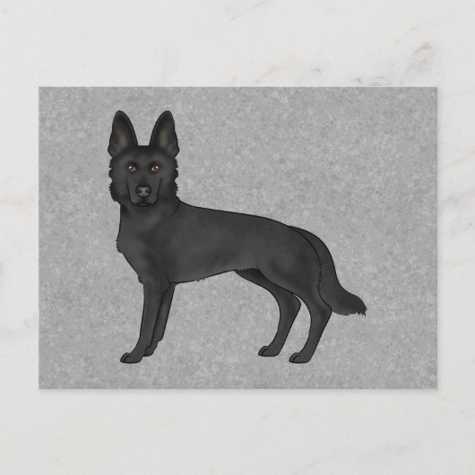Carte Postale Berger noir allemand mignon dessin animé GSD Chien (Devant)