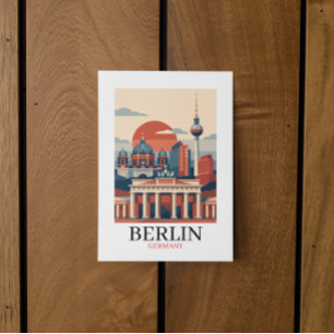 Carte Postale Berlin Allemagne Cité Skyline – Minimaliste Vintag