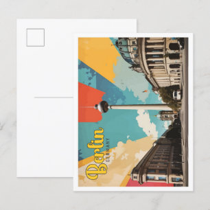 Carte Postale Berlin Allemagne Pop Art Voyage Illustration