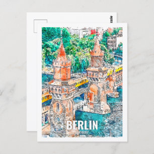 Carte Postale Berlin Allemagne Travel Place Watercolor