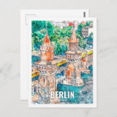 Carte Postale Berlin Allemagne Travel Place Watercolor (Devant / Derrière)
