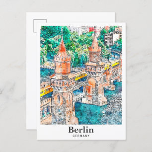Carte Postale Berlin Allemagne Voyage Aquarelle main tirée