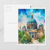 Carte Postale Berlin Berliner Dom aquarelle peinture (Devant / Derrière)
