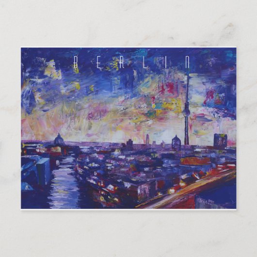 Carte Postale Berlin Impressionnante Skyline la nuit (Devant)