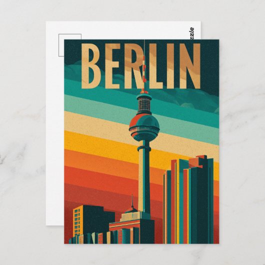 Carte Postale Berlin TV Tower retro (Devant / Derrière)
